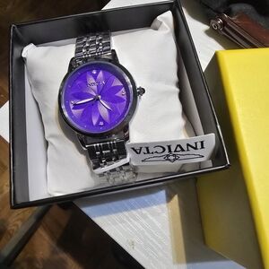 Invicta Silver Watch with Purple Dial